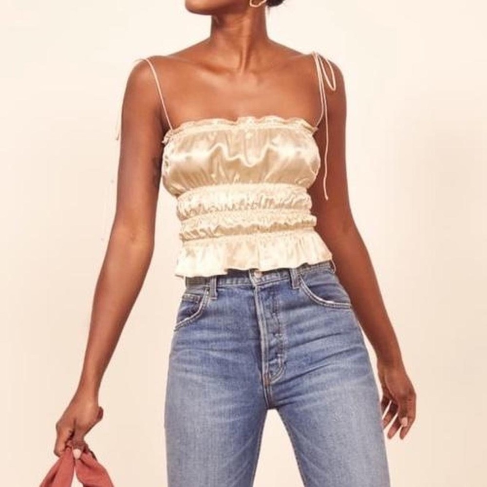 Reformation Viviana Top XS Satin Silk